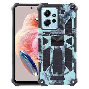 For Xiaomi Redmi Note 12 4G Camouflage Armor Kickstand TPU + PC Magnetic Phone Case(Mint Green)