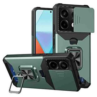 For Xiaomi Redmi Note 13 Pro 5G Camera Shield Card Slot PC+TPU Phone Case(Dark Green)