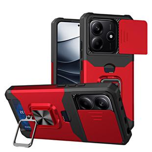 For Redmi Note 14 4G 163mm Camera Shield Card Slot PC+TPU Phone Case(Red)
