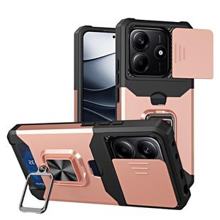 For Redmi Note 14 4G 163mm Camera Shield Card Slot PC+TPU Phone Case(Rose Gold)