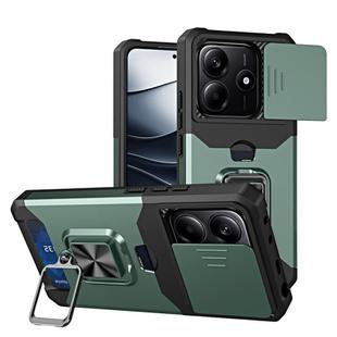 For Redmi Note 14 4G 163mm Camera Shield Card Slot PC+TPU Phone Case(Dark Green)