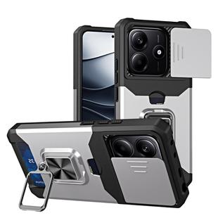 For Redmi Note 14 4G 163mm Camera Shield Card Slot PC+TPU Phone Case(Silver)