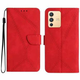 For vivo V23 5G Stitching Embossed Leather Phone Case(Red)