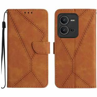 For vivo V25 / X80 Lite Stitching Embossed Leather Phone Case(Brown)