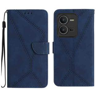 For vivo V25 / X80 Lite Stitching Embossed Leather Phone Case(Blue)