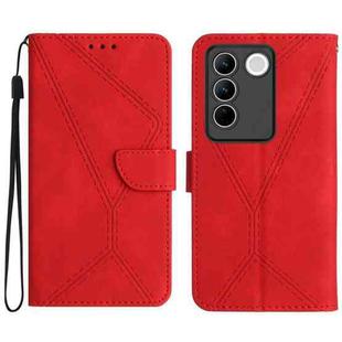 For vivo V27 5G / V27 Pro 5G Stitching Embossed Leather Phone Case(Red)