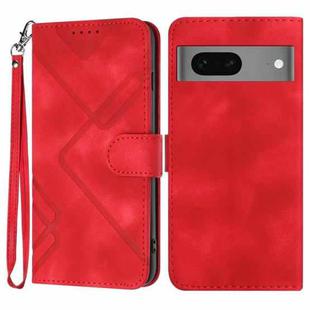 For Google Pixel 7 5G Line Pattern Skin Feel Leather Phone Case(Red)