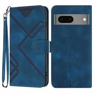 For Google Pixel 7 5G Line Pattern Skin Feel Leather Phone Case(Royal Blue)