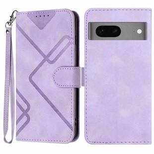 For Google Pixel 7 5G Line Pattern Skin Feel Leather Phone Case(Light Purple)