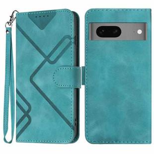 For Google Pixel 7 5G Line Pattern Skin Feel Leather Phone Case(Light Blue)