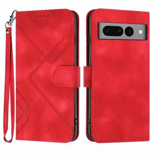 For Google Pixel 7 Pro 5G Line Pattern Skin Feel Leather Phone Case(Red)