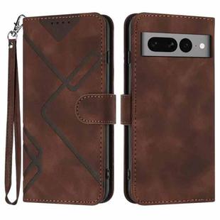 For Google Pixel 7 Pro 5G Line Pattern Skin Feel Leather Phone Case(Coffee)