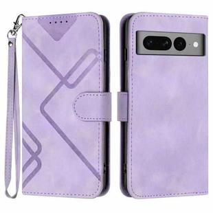 For Google Pixel 7 Pro 5G Line Pattern Skin Feel Leather Phone Case(Light Purple)