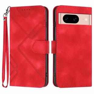 For Google Pixel 8a Line Pattern Skin Feel Leather Phone Case(Red)