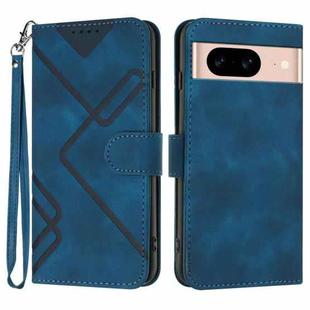 For Google Pixel 8a Line Pattern Skin Feel Leather Phone Case(Royal Blue)
