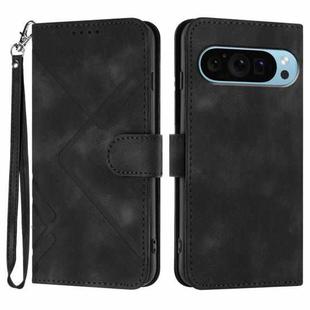 For Google Pixel 9 Pro Line Pattern Skin Feel Leather Phone Case(Black)