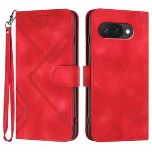 For Google Pixel 9a Line Pattern Skin Feel Leather Phone Case(Red)