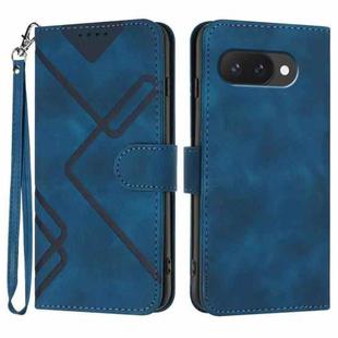 For Google Pixel 9a Line Pattern Skin Feel Leather Phone Case(Royal Blue)