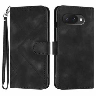 For Google Pixel 9a Line Pattern Skin Feel Leather Phone Case(Black)