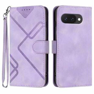 For Google Pixel 9a Line Pattern Skin Feel Leather Phone Case(Light Purple)