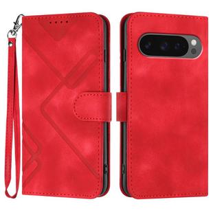 For Google Pixel 10 / Pixel 10 Pro Line Pattern Skin Feel Leather Phone Case(Red)