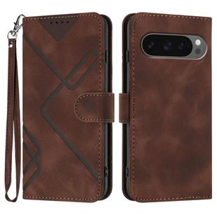 For Google Pixel 10 / Pixel 10 Pro Line Pattern Skin Feel Leather Phone Case(Coffee)