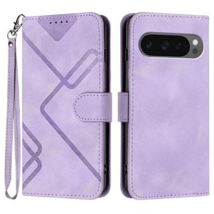 For Google Pixel 10 / Pixel 10 Pro Line Pattern Skin Feel Leather Phone Case(Light Purple)
