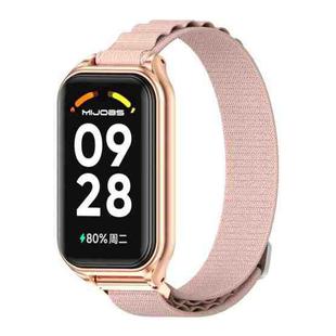 For Redmi Band 2 Mijobs Metal Shell Nylon Breathable Watch Band(Pink Rose Gold)