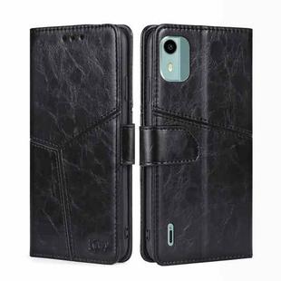 For Nokia C12 Geometric Stitching Leather Phone Case(Black)