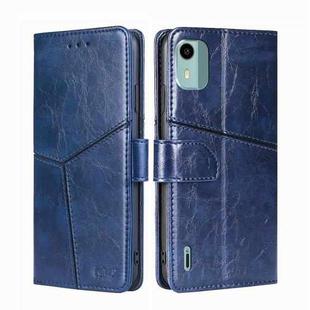 For Nokia C12 Geometric Stitching Leather Phone Case(Blue)
