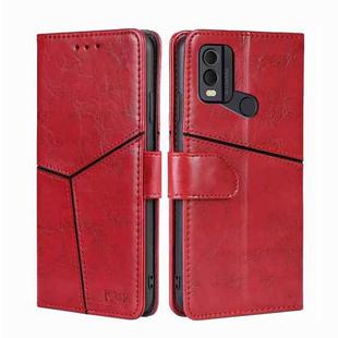 For Nokia C22 Geometric Stitching Leather Phone Case(Red)