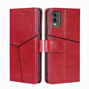 For Nokia C32 Geometric Stitching Leather Phone Case(Red)