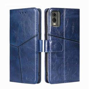 For Nokia C32 Geometric Stitching Leather Phone Case(Blue)