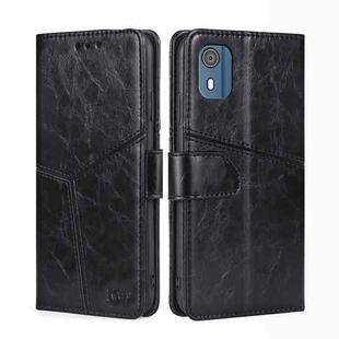 For Nokia C02 TA-1522 Geometric Stitching Leather Phone Case(Black)