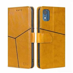 For Nokia C02 TA-1522 Geometric Stitching Leather Phone Case(Yellow)