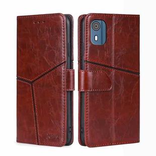 For Nokia C02 TA-1522 Geometric Stitching Leather Phone Case(Dark Brown)