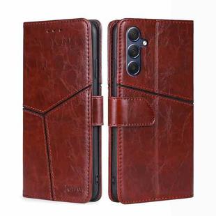 For Samsung Galaxy M54 5G Geometric Stitching Leather Phone Case(Dark Brown)