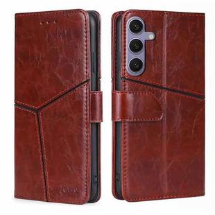 For Samsung Galaxy S24+ 5G Geometric Stitching Leather Phone Case(Dark Brown)