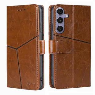 For Samsung Galaxy S24 Ultra 5G Geometric Stitching Leather Phone Case(Light Brown)