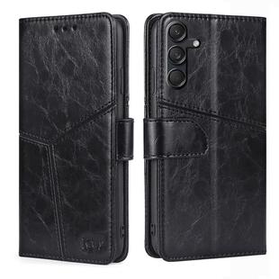 For Samsung Galaxy M55 5G Geometric Stitching Leather Phone Case(Black)