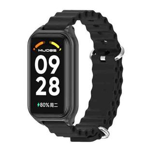 For Redmi Band 2 Mijobs Metal Shell Ocean Silicone Watch Band(Black)