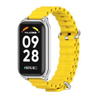 For Redmi Band 2 Mijobs Metal Shell Ocean Silicone Watch Band(Yellow Silver)