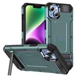 For iPhone 14 Plus Matte Holder Phone Case(Dark Green)