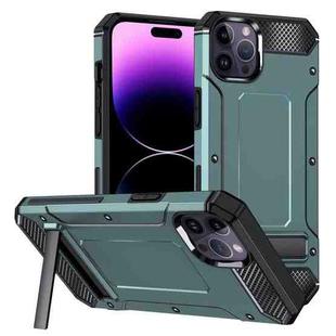 For iPhone 15 Pro Matte Holder Phone Case(Dark Green)