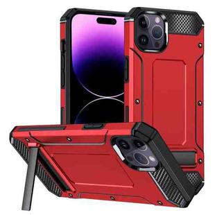 For iPhone 15 Pro Matte Holder Phone Case(Red)