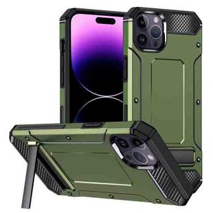 For iPhone 15 Pro Matte Holder Phone Case(Army Green)