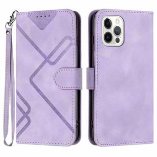 For iPhone 14 Pro Line Pattern Skin Feel Leather Phone Case(Light Purple)