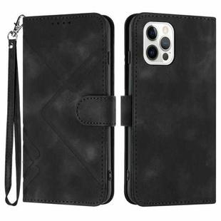 For iPhone 13 Pro Line Pattern Skin Feel Leather Phone Case(Black)