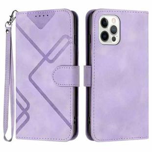 For iPhone 13 Pro Max Line Pattern Skin Feel Leather Phone Case(Light Purple)