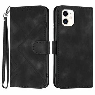 For iPhone 12 mini Line Pattern Skin Feel Leather Phone Case(Black)